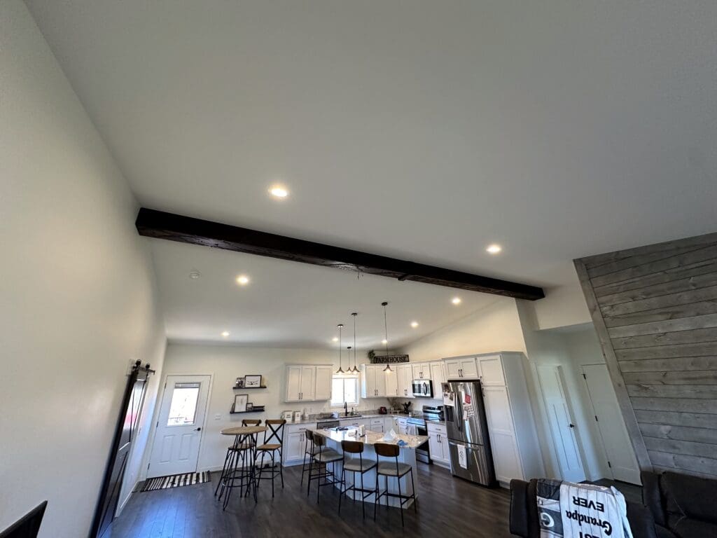 Custom beamwork in kitchen remodel by JG Carpentry in Spearfish, SD.