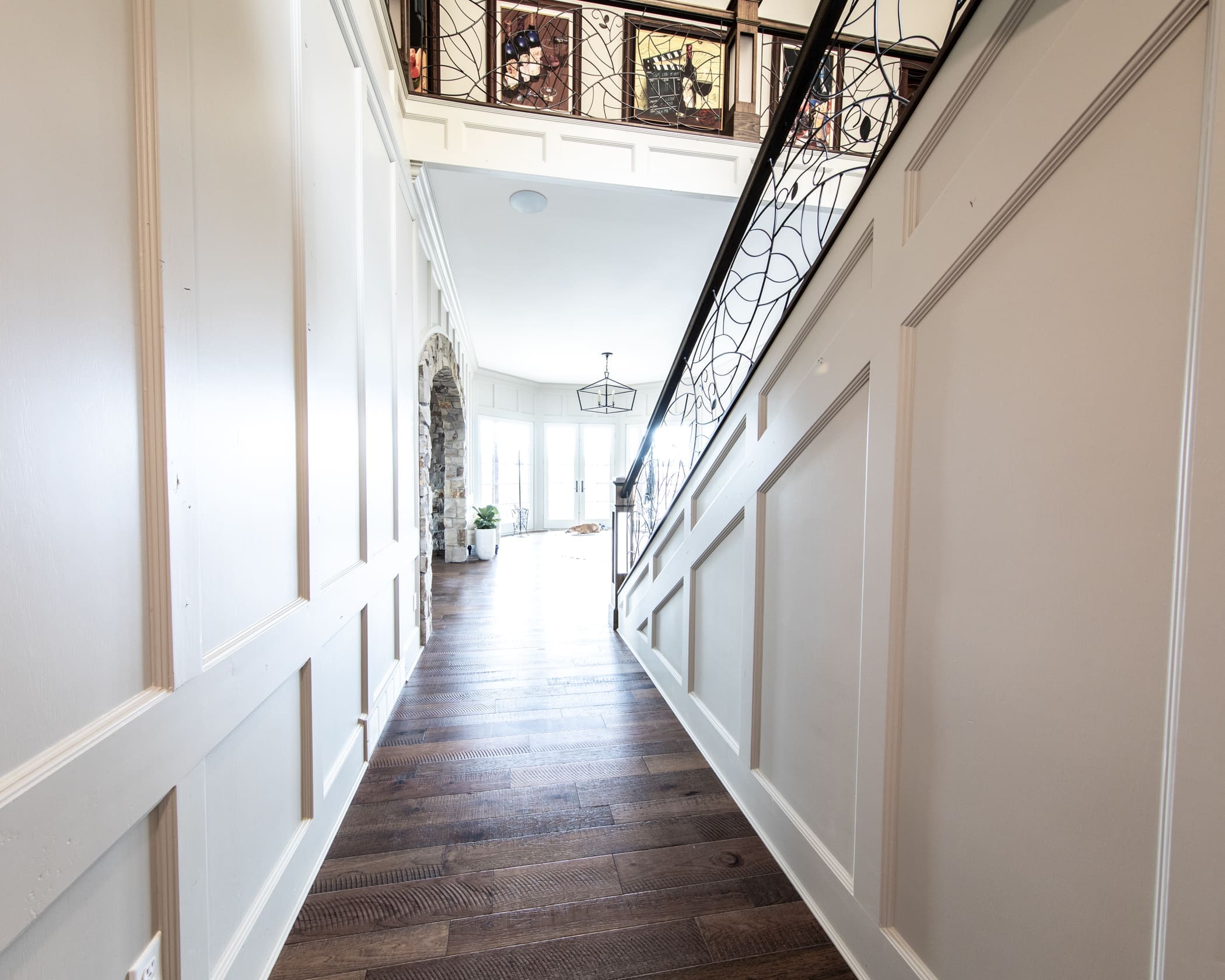 Hallway with trim carpentry after custom remodel by JG Carpentry in Spearfish, SD.